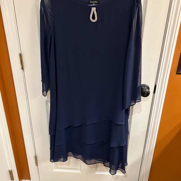 Marina Size 12 Chiffon Dress in Navy - Picture 1 of 12